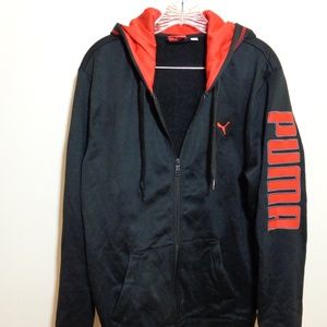 Puma Black and Red Men's Full-Zip Hoodie Size L